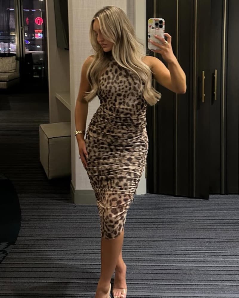 Zara Leopard Print High Neck Dress - Image 1