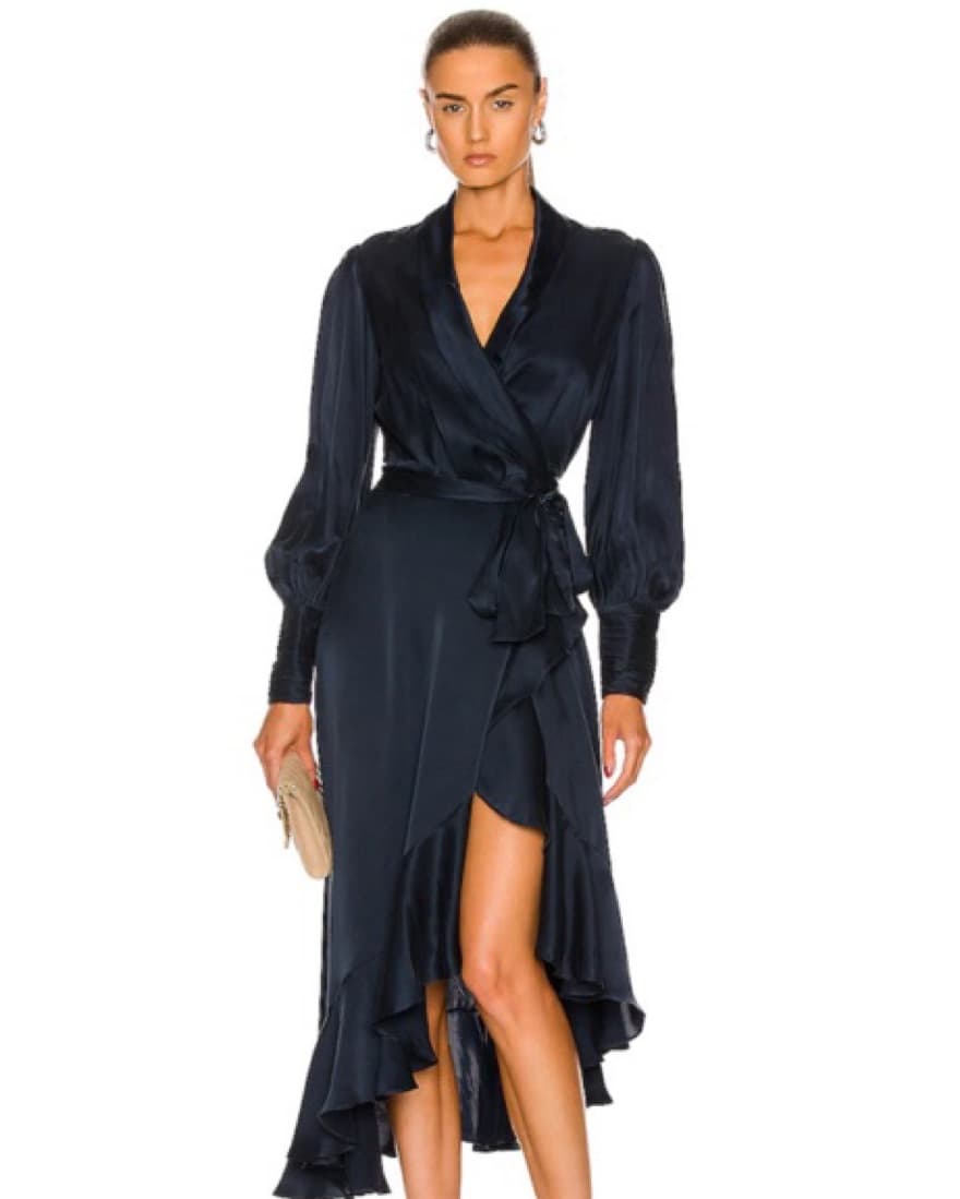 Zimmerman Silk Wrap Dress Navy  - Image 1