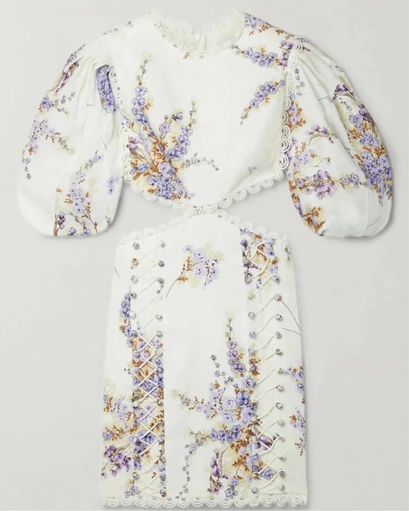 Crochet Trimmed Cutout Floral Linen Dres - Image 2