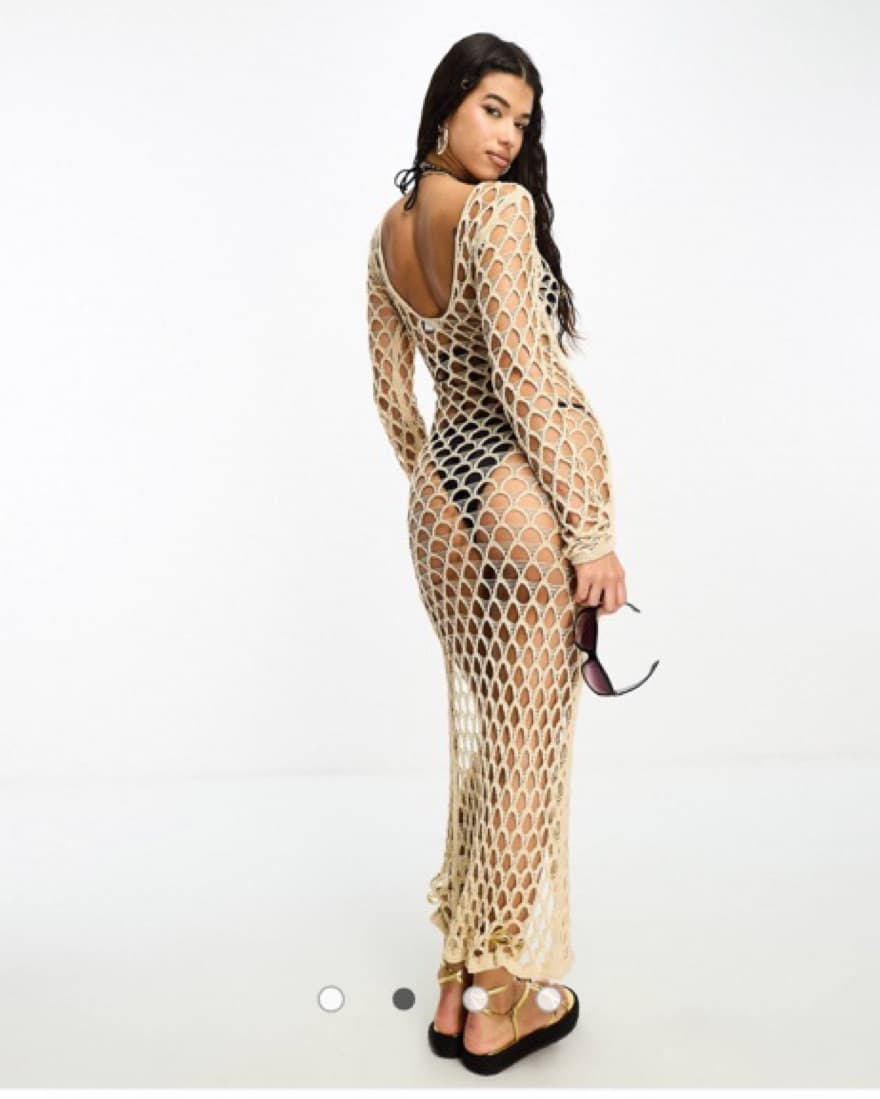 Crochet Knit Swim Cover Up Dress - Image 2