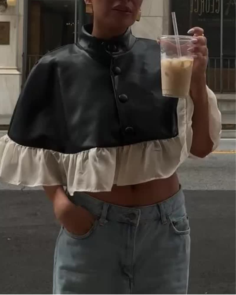 Leather Cape Jacket WeWoreWhat - xs - Image 1