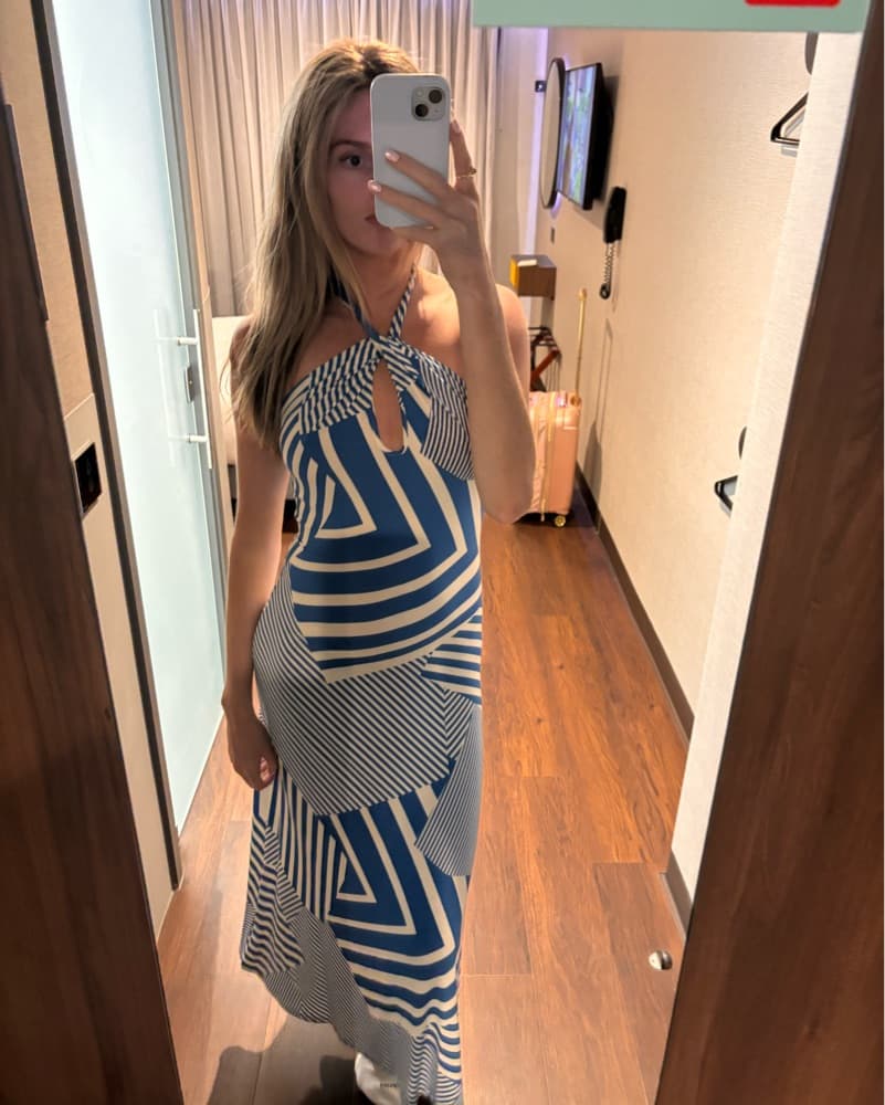 Bold Striped Halter Maxi Dress - Image 1