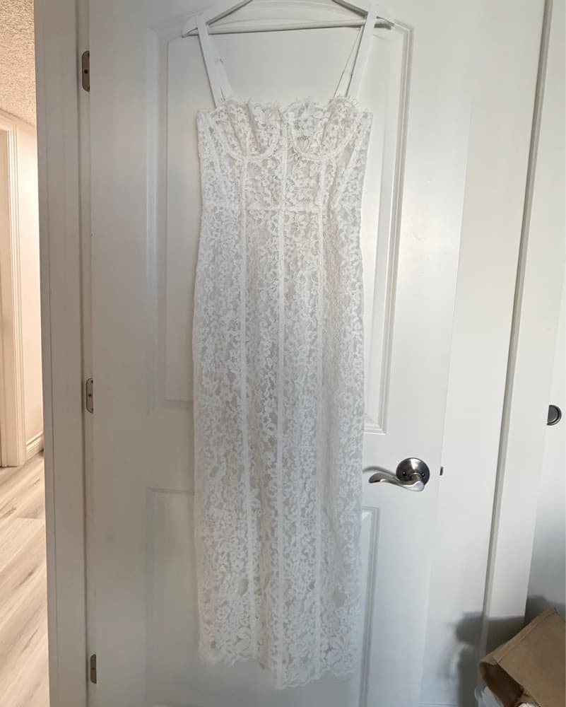 Helsa Column White Lace Maxi Dress Small - Image 2