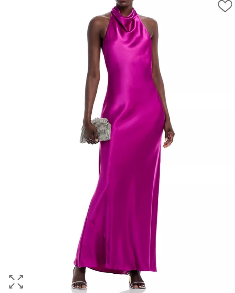 Charmeuse Halter Neck Long Dress - Image 1