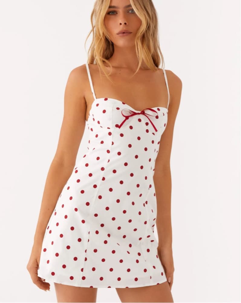 Perla Mini Dress - White Polkadot - Image 1
