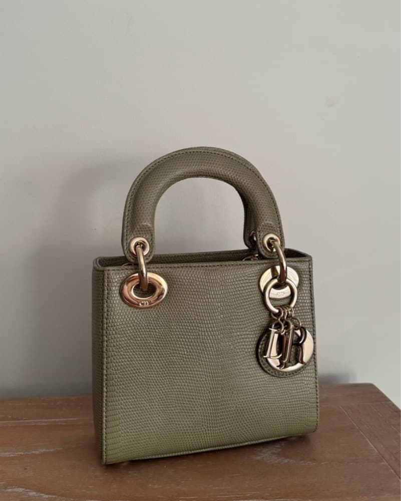 Lady Dior Sage Green Lizard Mini Bag - Image 2