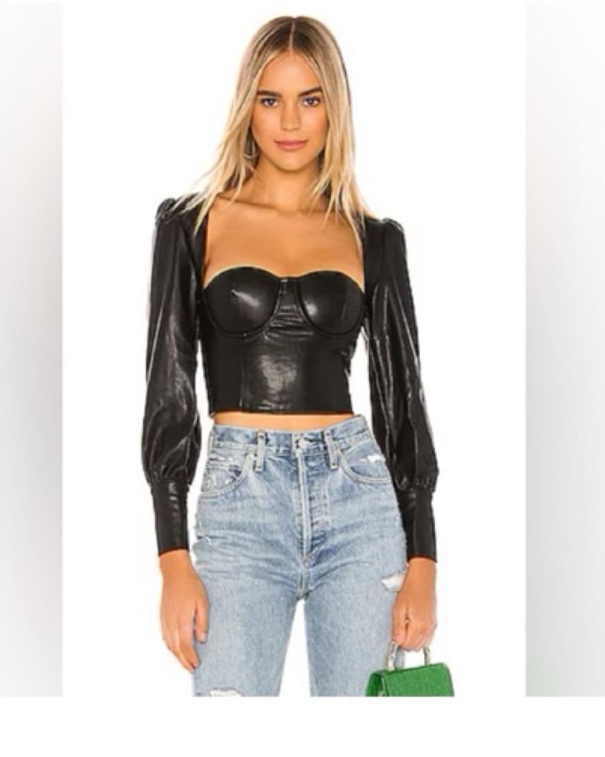 Revolve Leather Corset Long Sleeve Top - Image 2