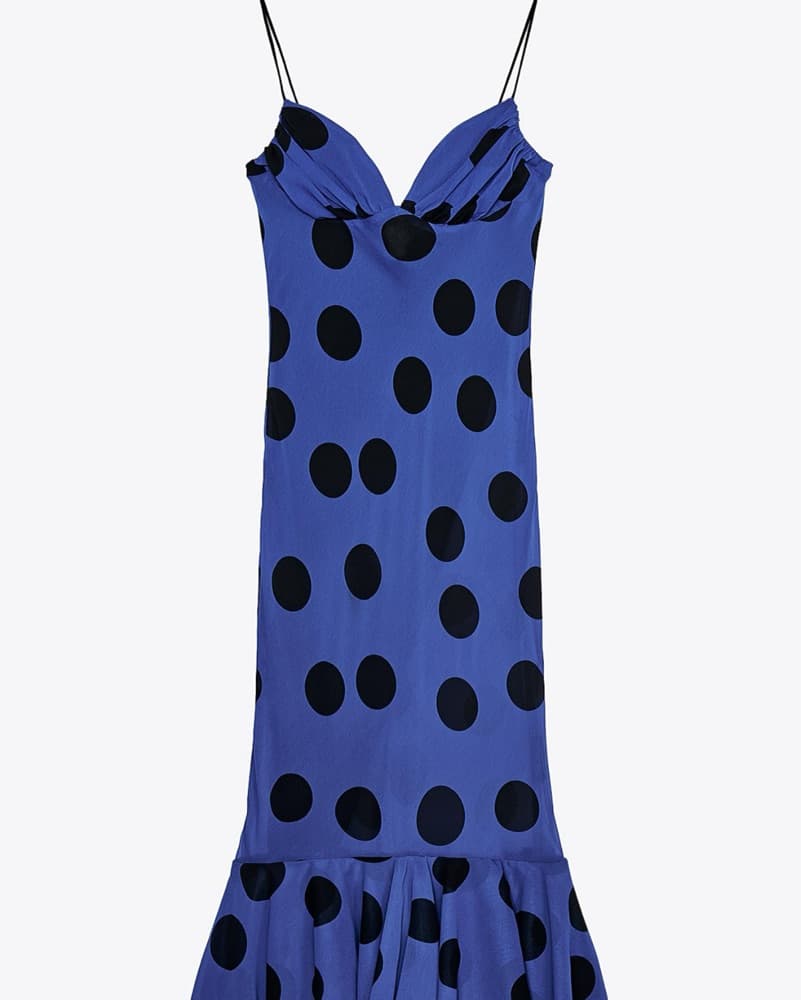 Bold Blue Polka Dot Maxi Dress - Image 2