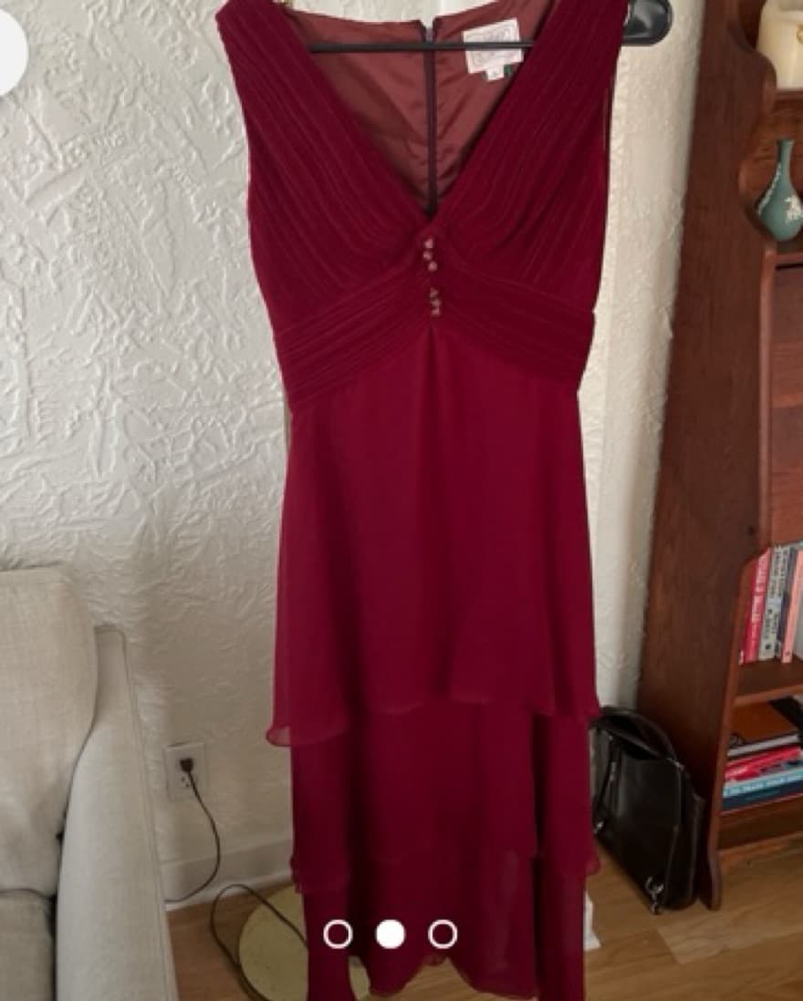 Vintage Maroon Ruffled Dress - Image 2