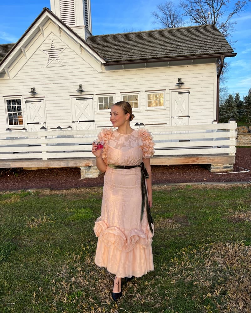 Delicate Tulle Ruffle Midi Dress - Image 1