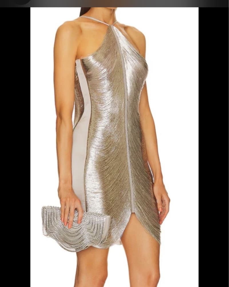 Cult Gaia Mara Fringe Dress Silver XS/0 - Image 2