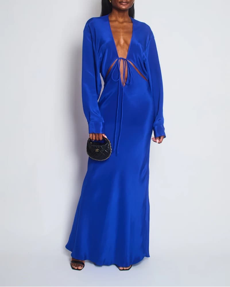 CHRISTOPHER ESBER BLUE LONG SLEEVE DRESS - Image 1
