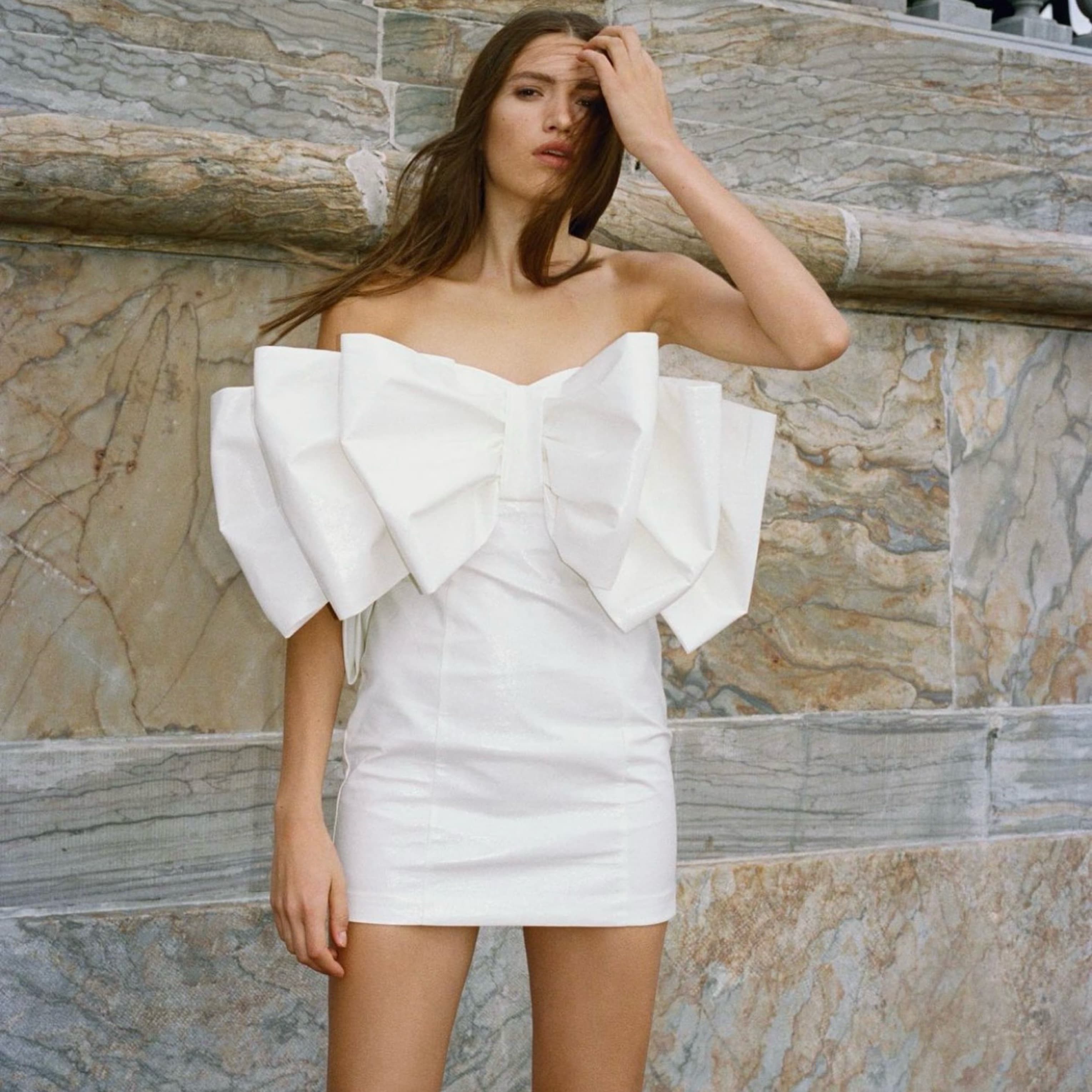 ROTATE Bow Mini Dress - Image 1