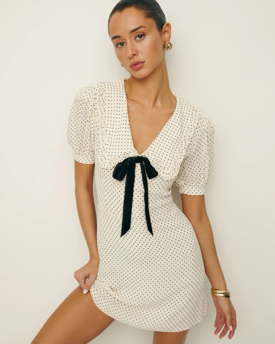 Reformation Kaylia Polka Dot Dress - Image 4