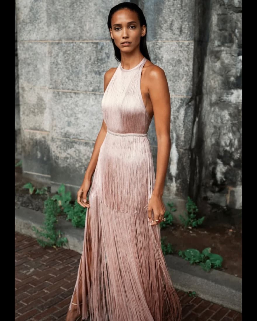 Herve Leger Fringe Bandage Dress - Image 1