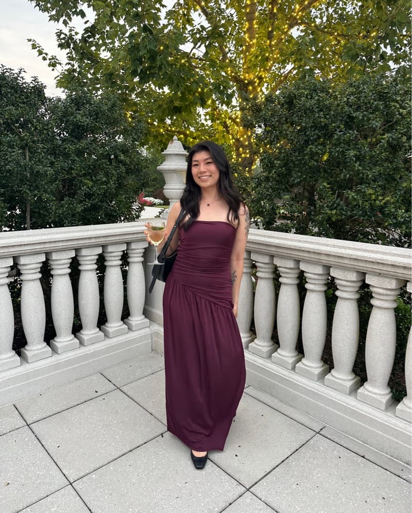 Strapless Burgundy Maxi Dress - Image 9