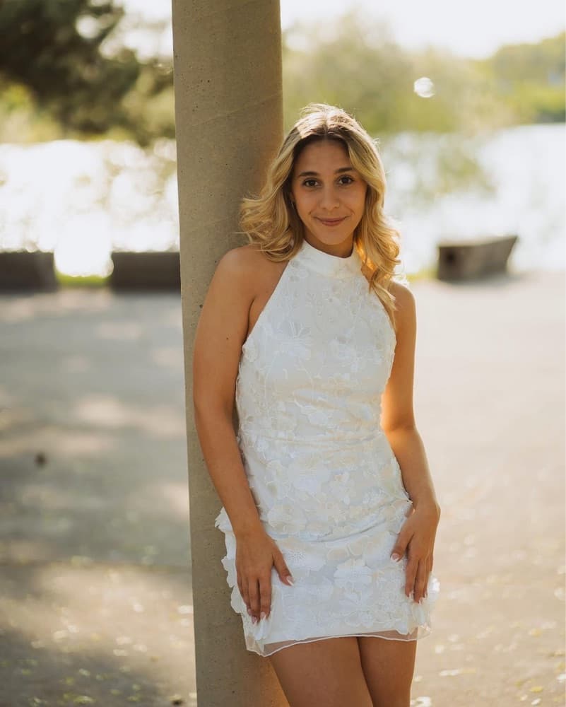 Elegant White Lace Halter Mini Dress - Image 1