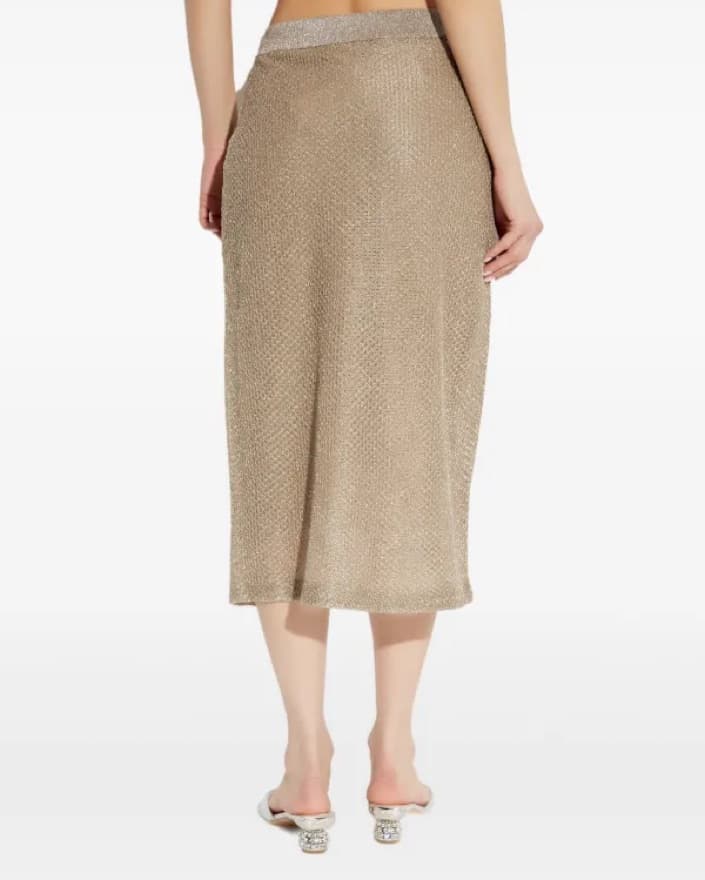 Shimmering Metallic Knit Midi Skirt - Image 3
