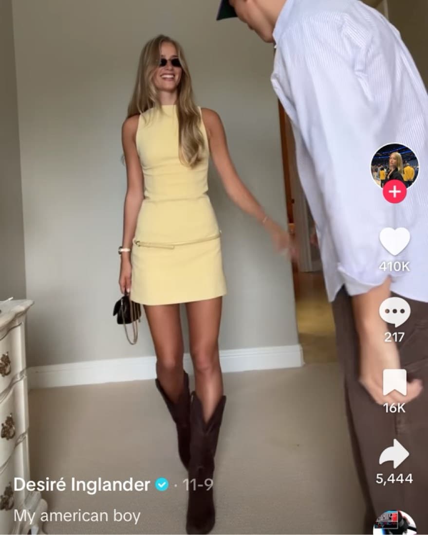 Zara Yellow Stretch Dress w/ Belt - Image 3