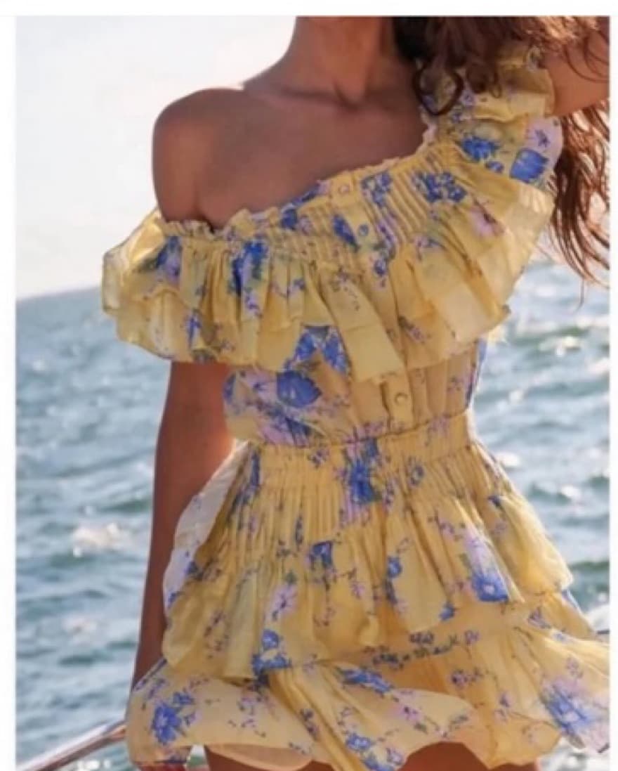 LoveShackFancy Fatima Dress in Yellow - Image 1