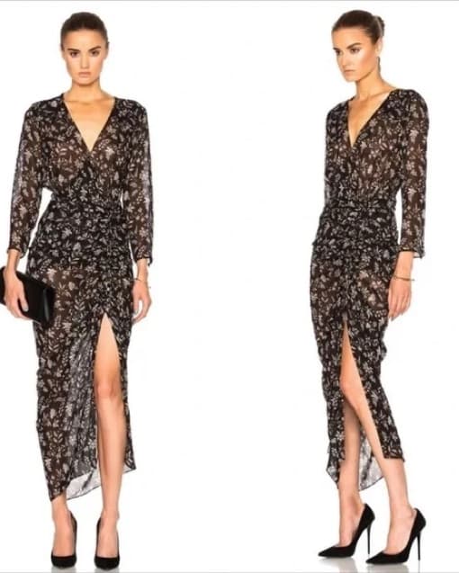Veronica Beard Black Floral Midi Dress - Image 1