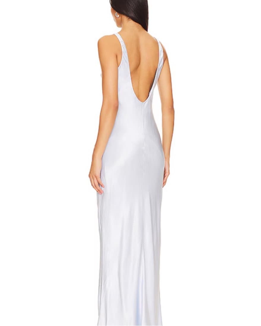 Elegant Satin Maxi Dress in French Blue - Image 2