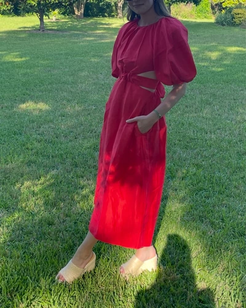 Aje Mimosa Cuto Midi Dress In Scarlett - Image 1