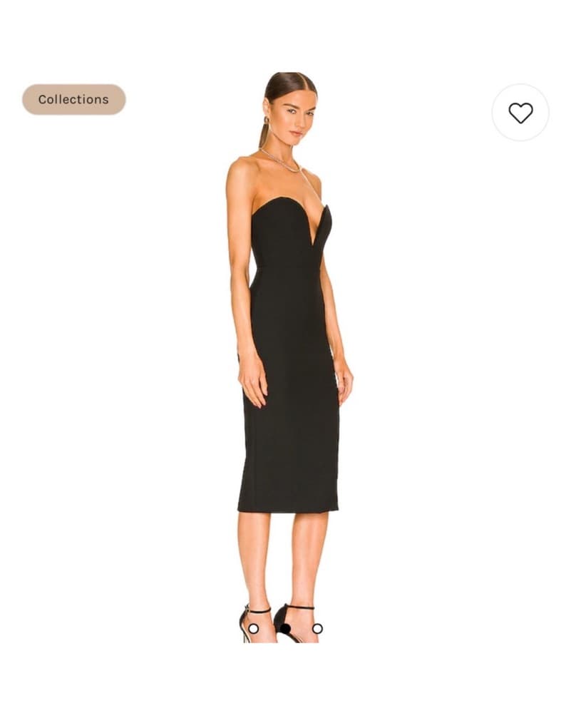 Chic Black Strapless Midi Dress - Image 2
