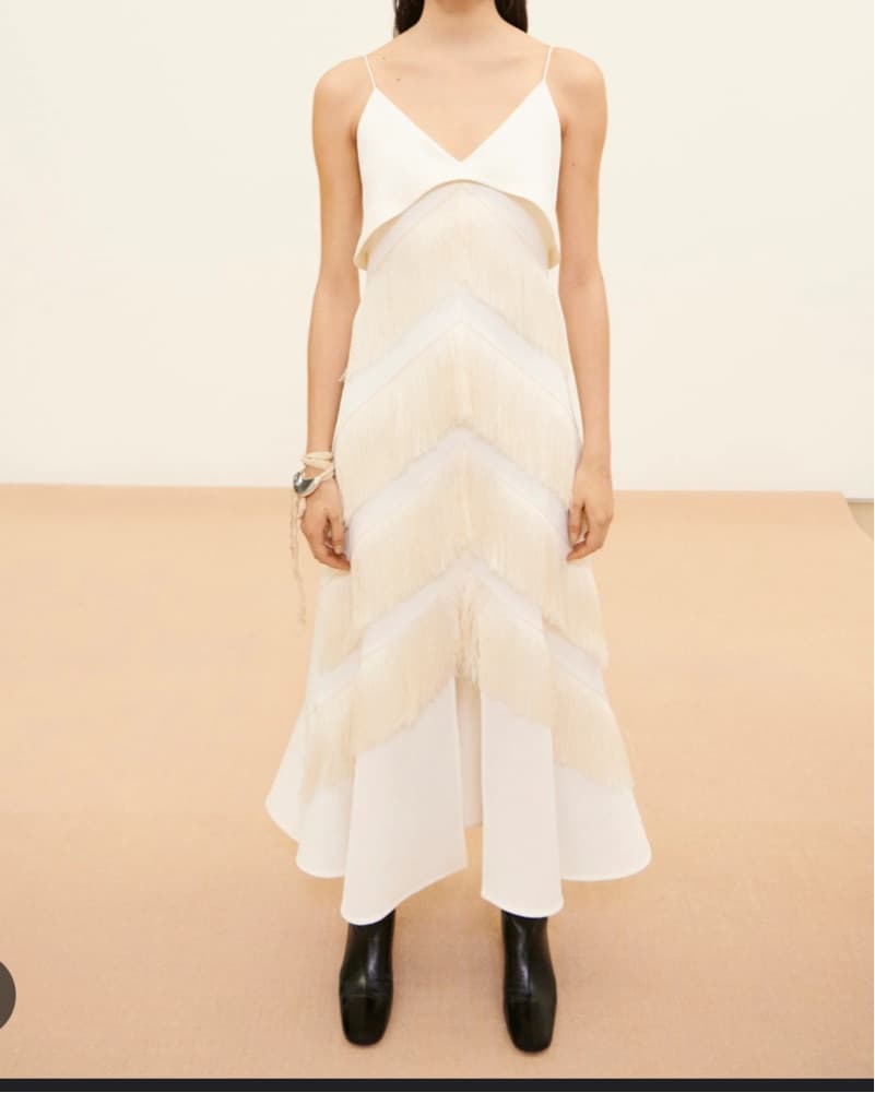 Tiered Fringe V-Neck Dress - Image 1