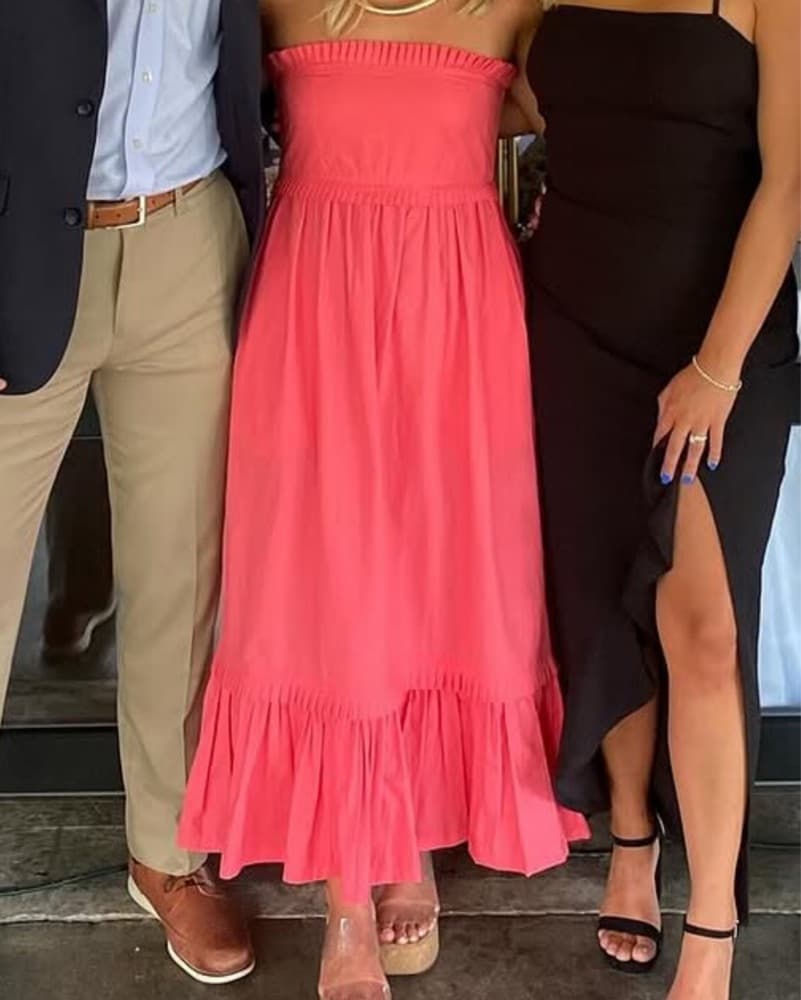 Midi Pink Strapless Dress - Image 1