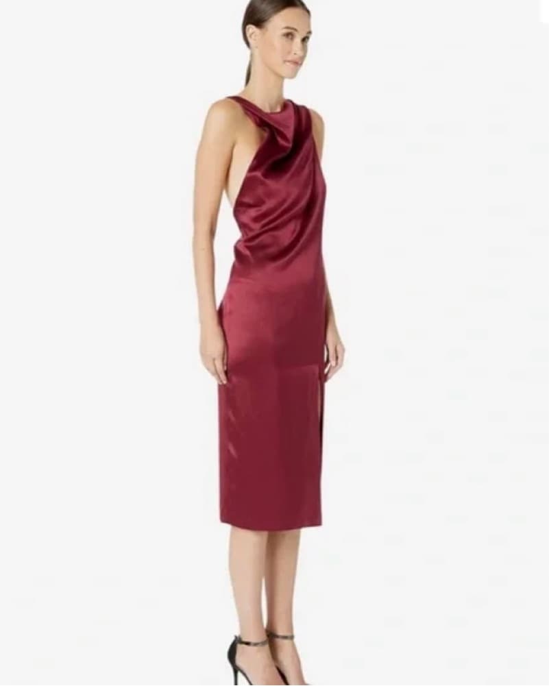 Cushnie Draped Burgundy Silk Dress  - Image 2