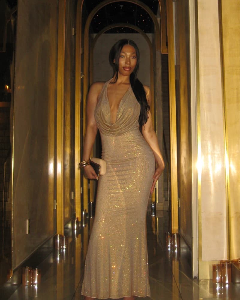 Oh Polly Gold Cowl Neck Dress - Image 4