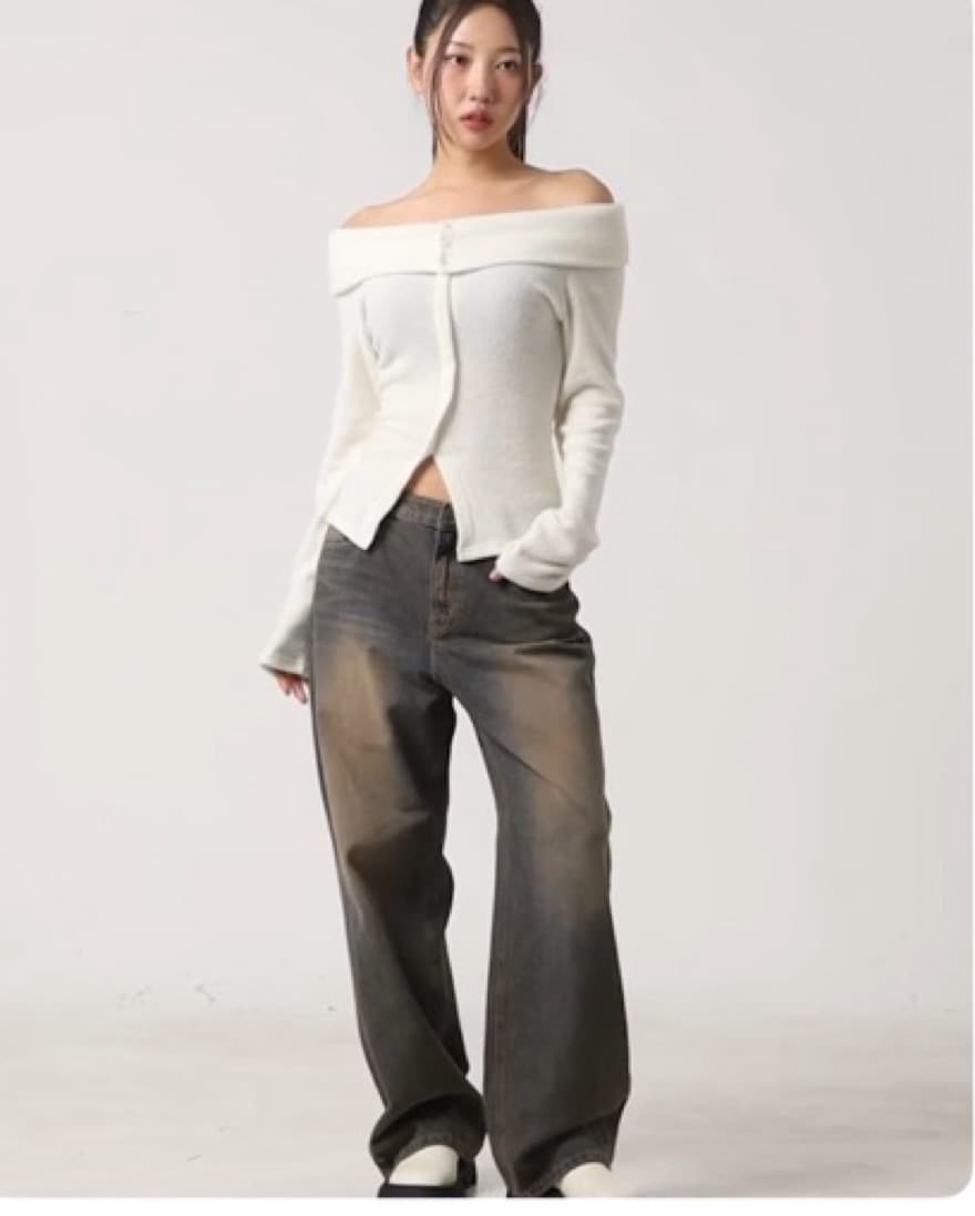 buttoned off shoulder blouse  - Image 2