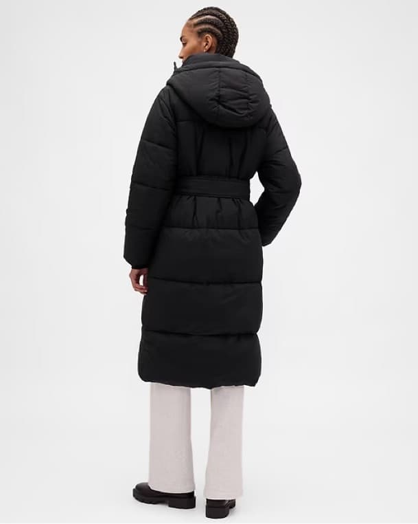 S Black Gap Belted Long Puffer Coat - Image 3