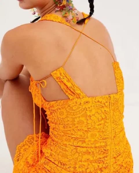 For Love & Lemons Orange Lace Mini Dress - Image 2