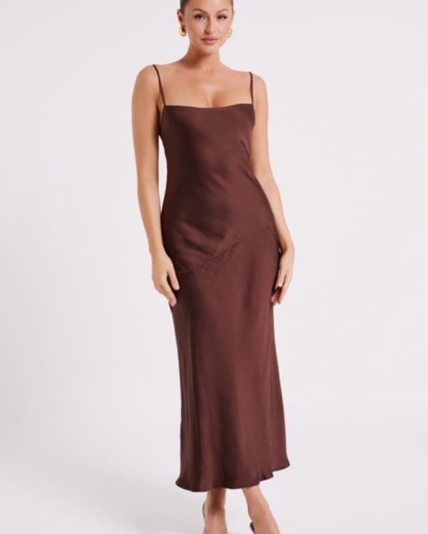 Elegant Brown Slip Dress - Image 1