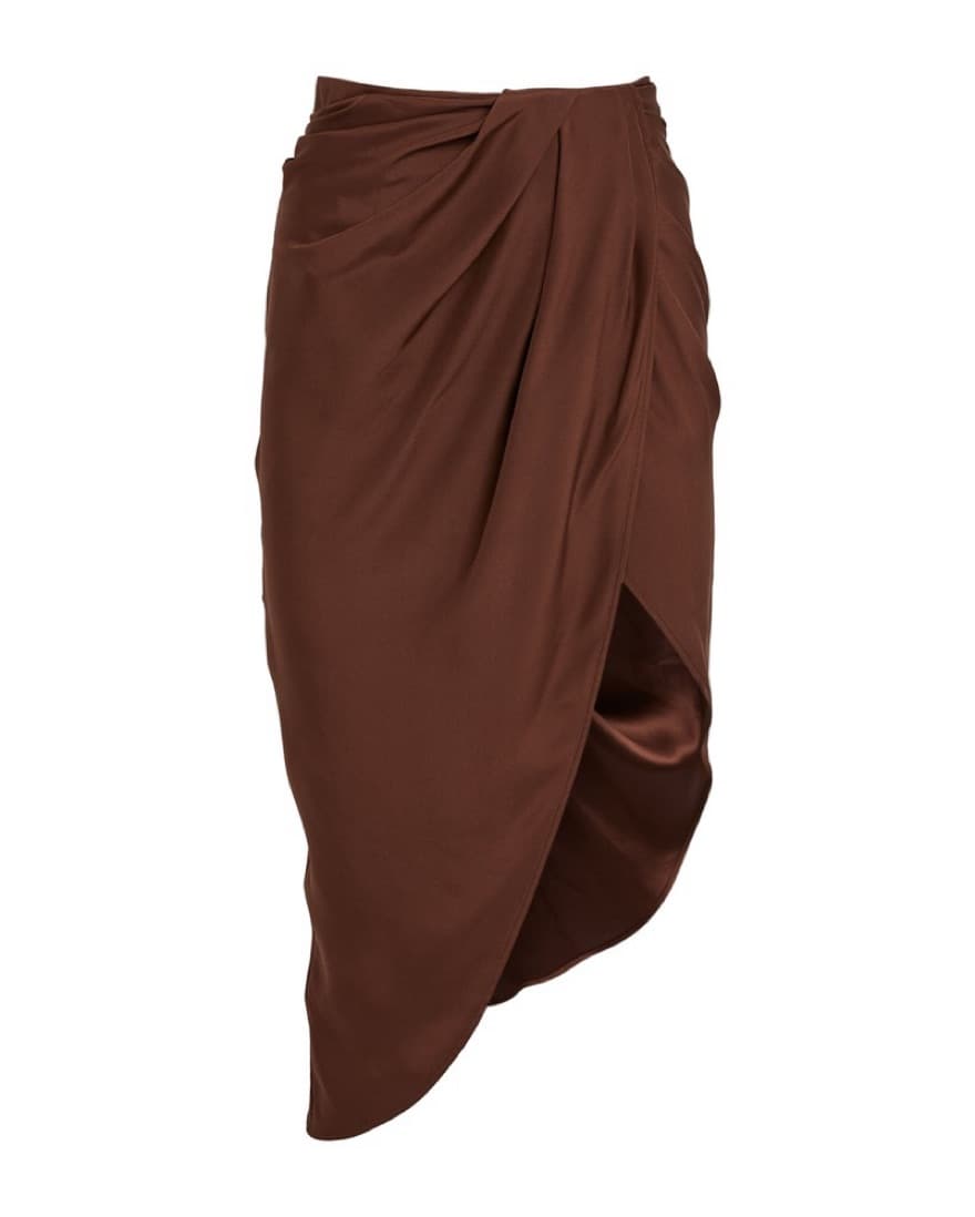 Gauge 81 chocolate brown silk wrap Skirt - Image 6