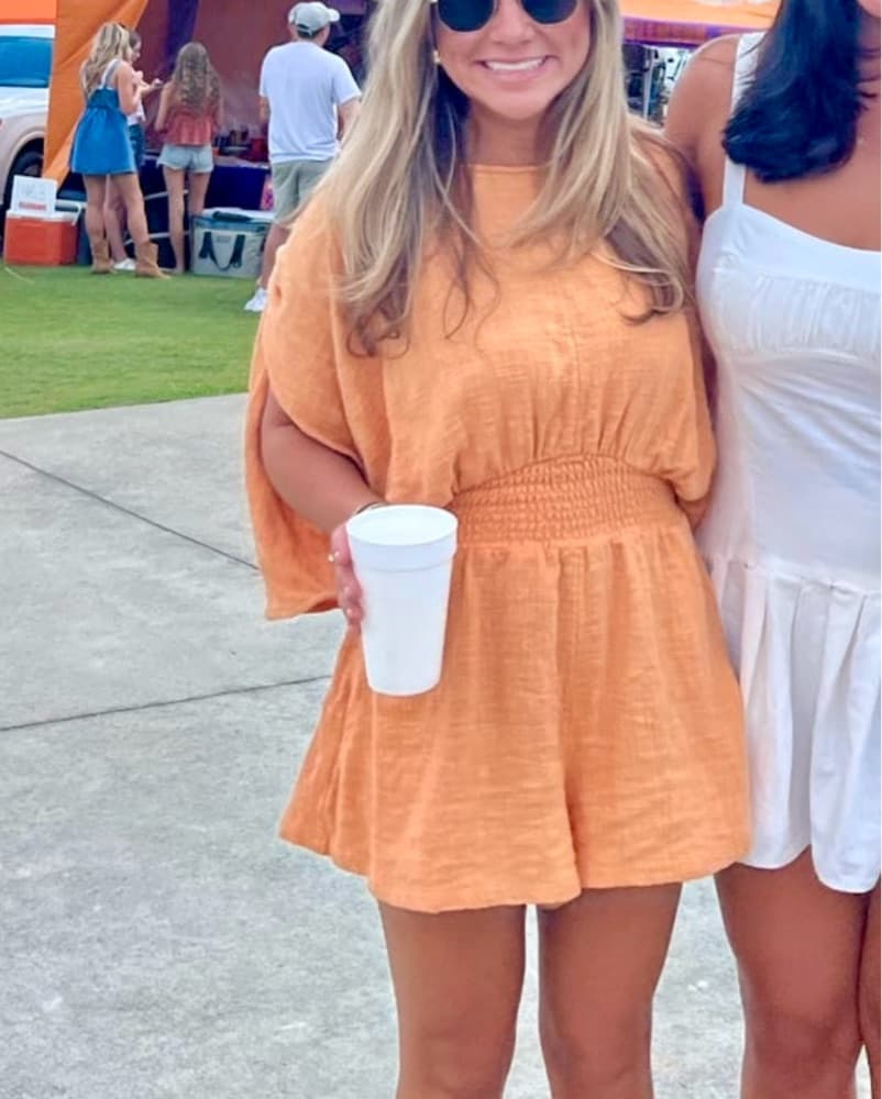 Free People Pietro Tied Orange Romper - Image 3