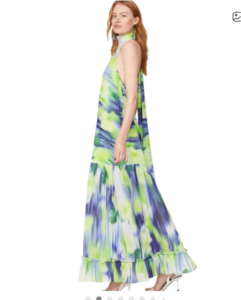 One33 Social Blue & Green Halter Maxi - Image 2