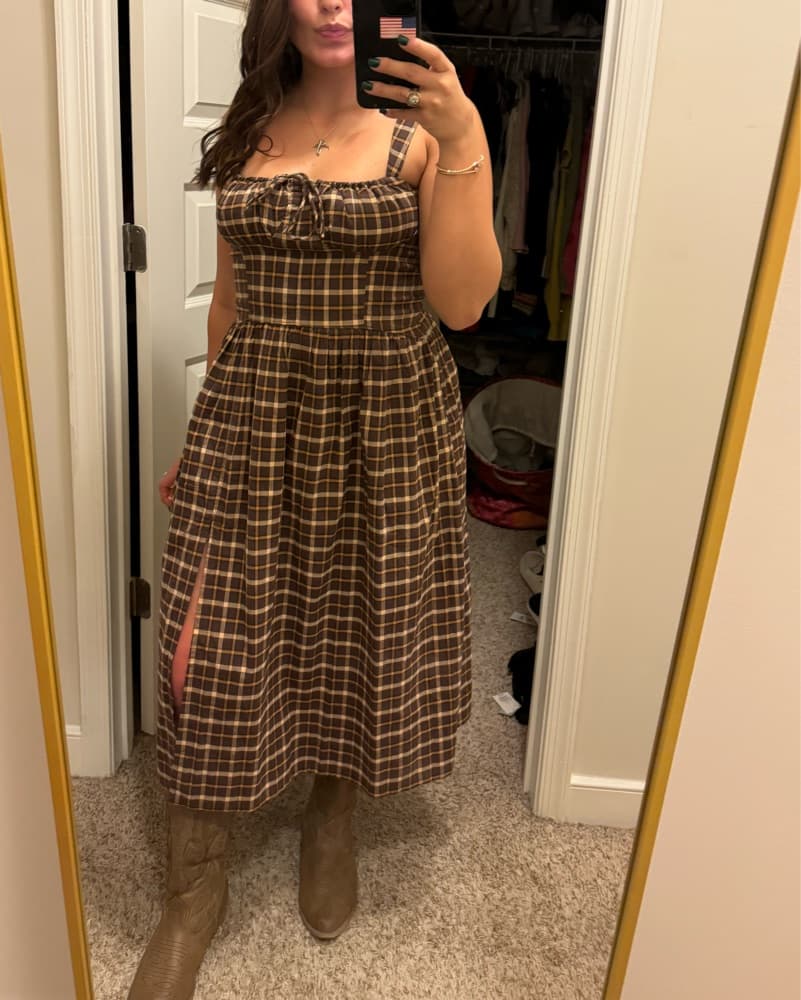 Plaid Brown Dress - Image 1