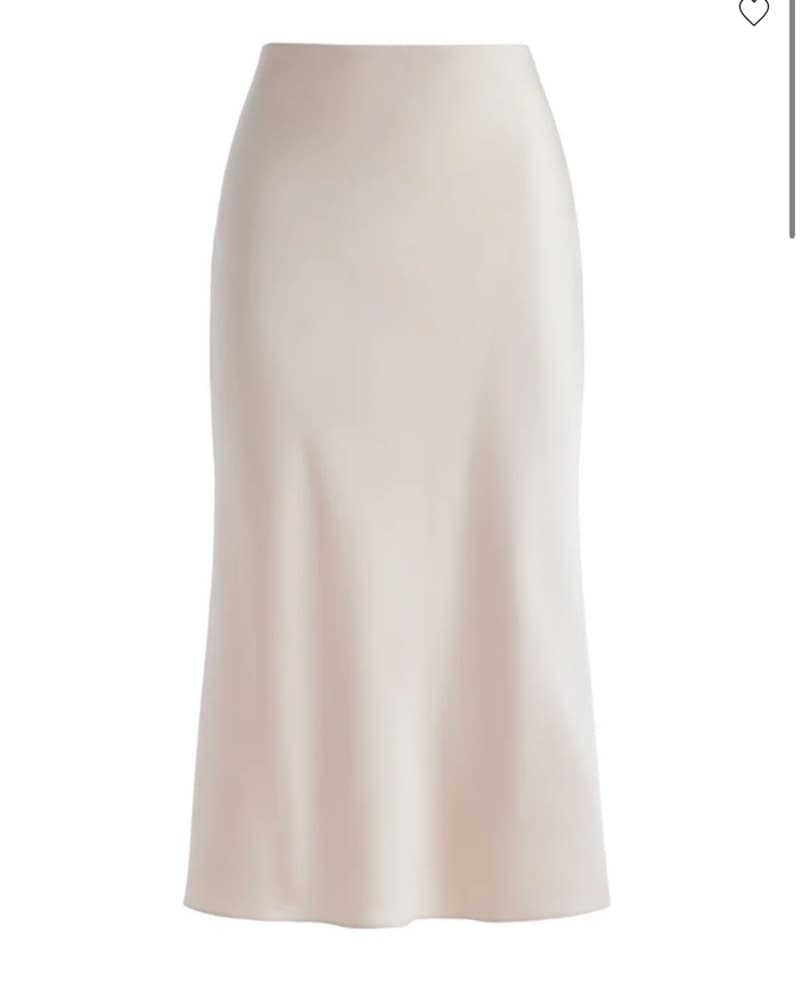 Satin Chic Cream Midi Skirt - Image 1