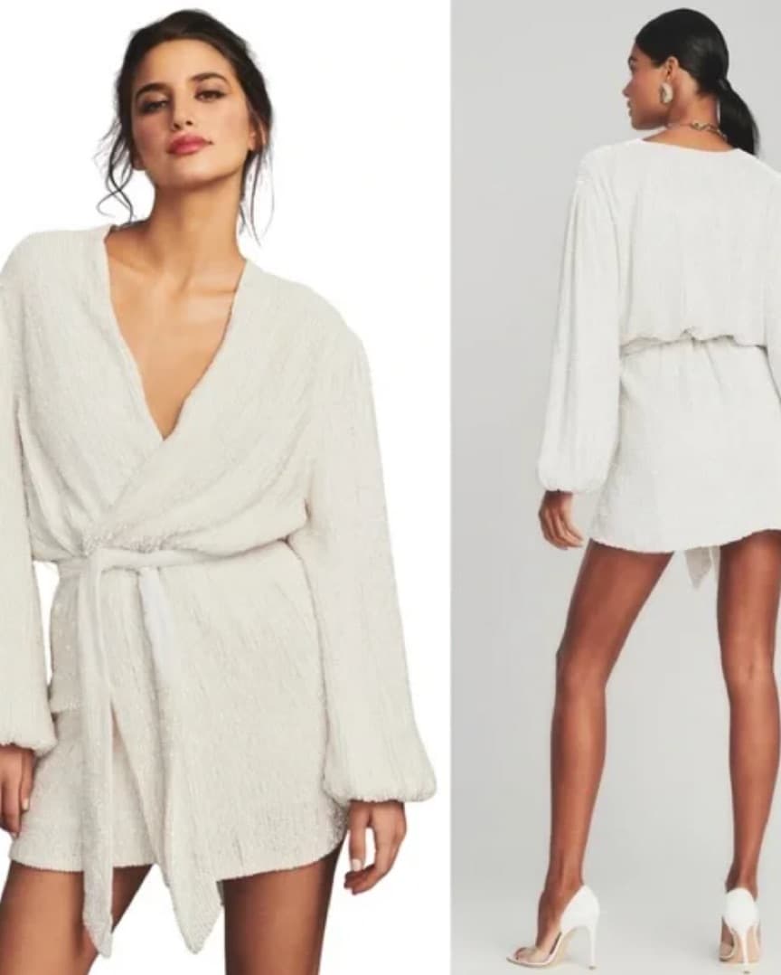 Retrofete Sequin White Robe Dress - Image 2
