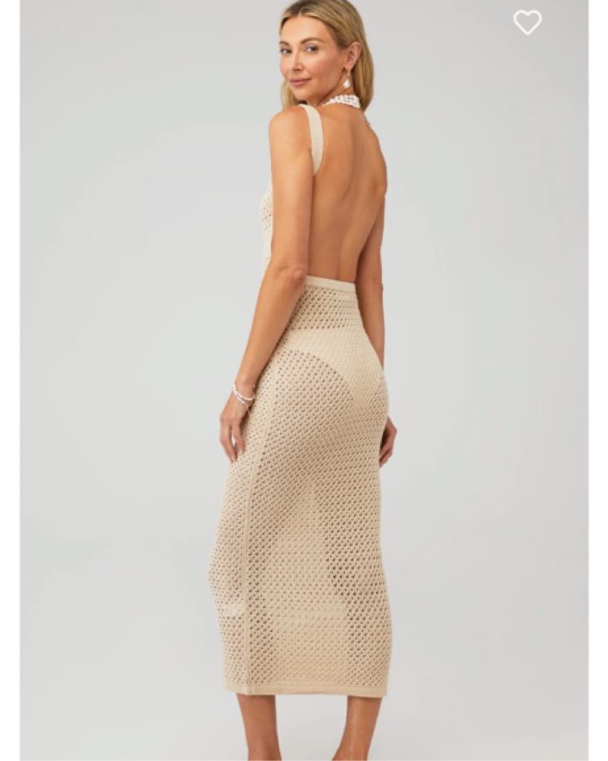 Cream Open Back Crochet Midi Dress - Image 3