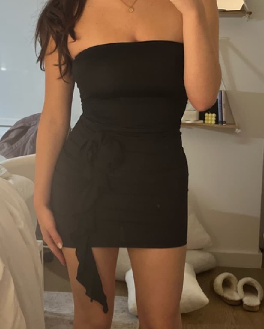  Strapless LBD With Flower Detail - Image 2
