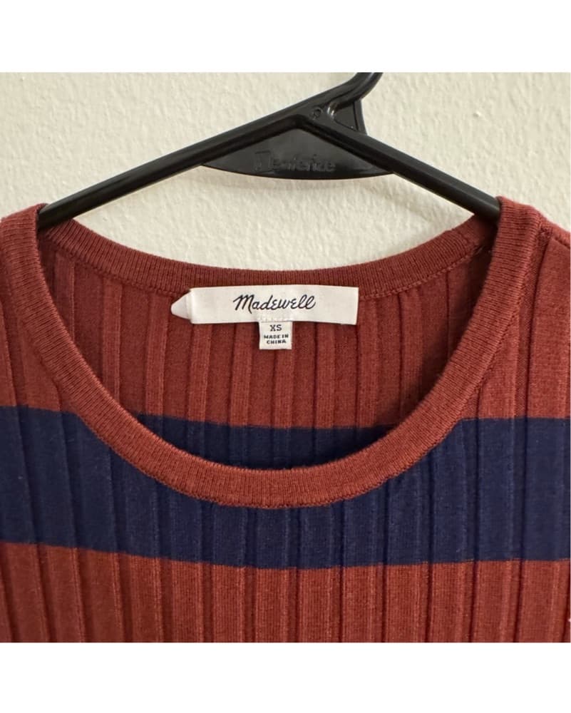 Striped Ribbed Knit Midi Dress - Image 3