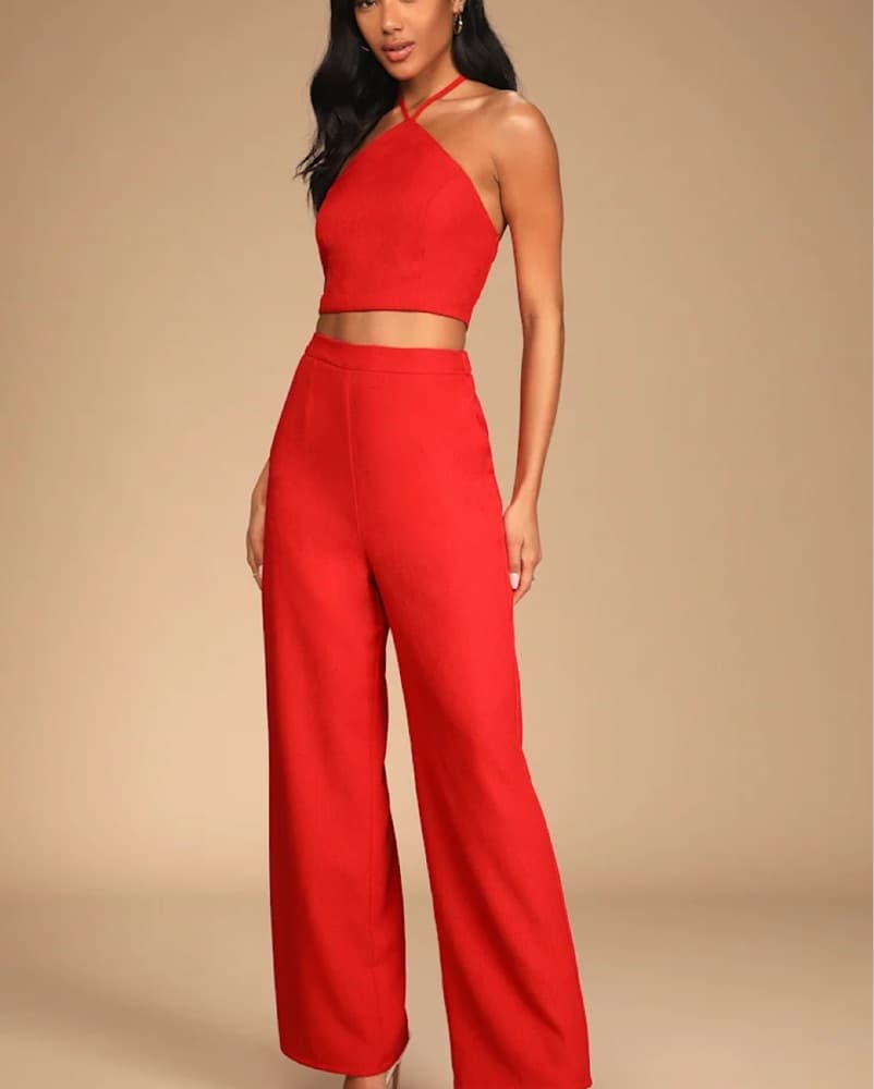 Red Lulu’s Two-Piece Jumpsuit  - Image 1
