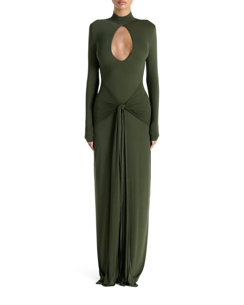 Naked Wardrobe Long Sleeve Dress | Fall Dress, Winter Dress, Olive Green Dress - Image 2