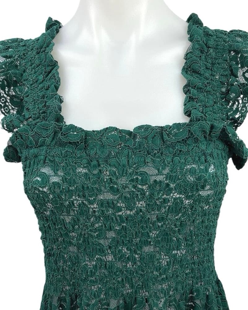 Hill House Elie Nap Dress Green Lace - Image 5