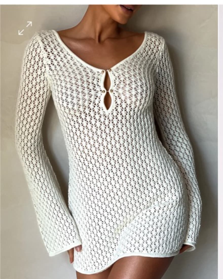 Kayleigh Crochet Knit Mini Dress - Image 2