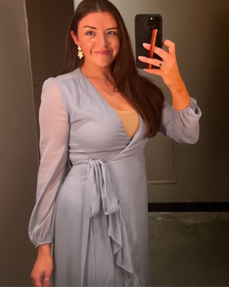 Meryl Long Sleeve Wrap High/Low Gown - Image 2
